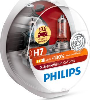 PHILIPS 12972XVGS2 - Лампы H7 12V 55W PX26d 3500K X-Treme Vision G-force +130% (бокс, 2шт) autosila-amz.com