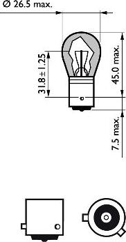 PHILIPS 12496LLECOCP - Лампа накаливания PY21W LongLife EcoVision 12V (желтая) (12496LLCP=>12496LLECOCP) (цена за 1 шт., ми autosila-amz.com