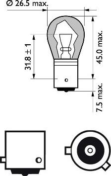 PHILIPS 12496SVB2 - к-кт ламп! (PY21W) 12V BAU15s поворот серебр.покрытие SilverVision (2шт. в блистере)\ autosila-amz.com