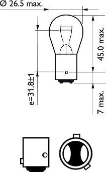 PHILIPS 12594CP - Лампа 12V P21/4W 2-х контакт. (BAZ15d) смещ. по высоте и окружности Vision (PHILIPS) (50) (200) autosila-amz.com