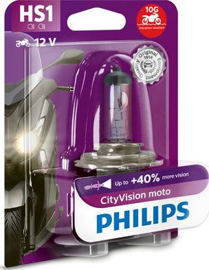 PHILIPS 12636CTVBW - Лампа HS1 12V 35/35W PX43t CityVision Moto (блистер 1шт.) autosila-amz.com