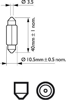PHILIPS 12864CP - Лампа накаливания C5W 12V SV8,5 (длина 41мм.) (цена за 1 шт., упаковка 10 шт.) autosila-amz.com