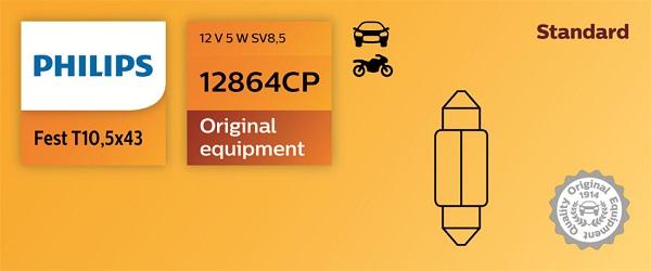 PHILIPS 12864CP - Лампа накаливания C5W 12V SV8,5 (длина 41мм.) (цена за 1 шт., упаковка 10 шт.) autosila-amz.com