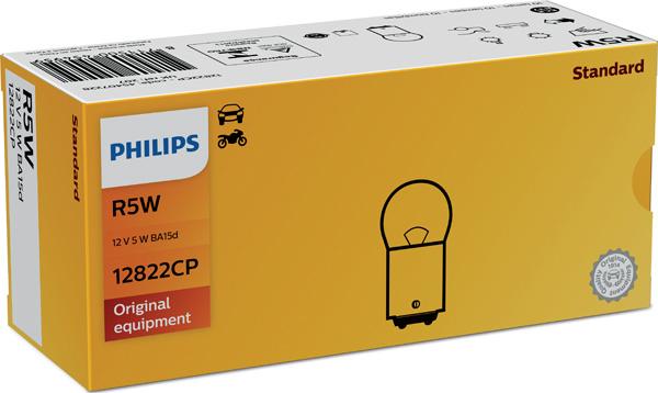PHILIPS 12822CP - Лампа накаливания 12V R5W 5W BA15d PHILIPS Standard 1 шт. пакет 12822CP autosila-amz.com