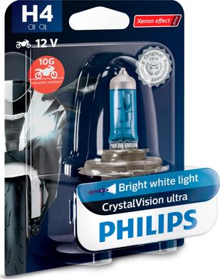 PHILIPS 12342CVUBW - лампа! (H4) 60/55W 12V галогенная CrystalVision Moto (блист.1шт)\ autosila-amz.com
