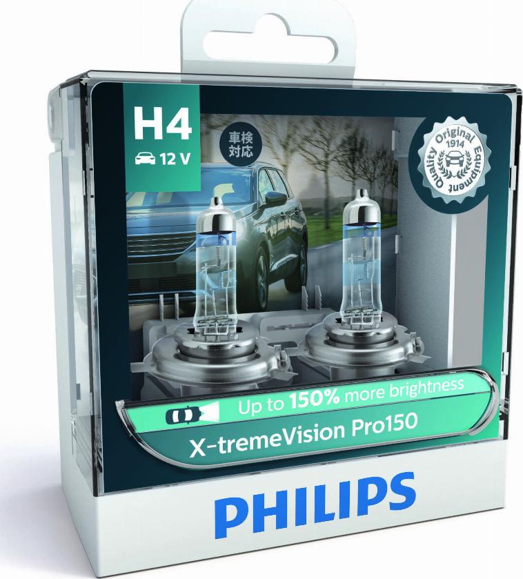 PHILIPS 12342XVPS2 - Лампа H4 X-treme Vision Pro150 Пластиковая упковка 2 шт., PHILIPS autosila-amz.com