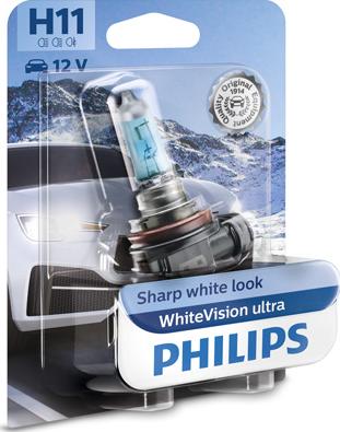 PHILIPS 12362WVUB1 - H11 12V- 55W (PGJ19-2) (абсолютно белый свет+60% вид.) WhiteVision ultra блистер (1шт.) autosila-amz.com