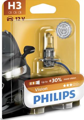 PHILIPS 12336PRB1 - Лампа 12336PRB1 H3 12V- 55W (PK22s) ( +30% света) (Premium) (блистер 1шт.) Vision PHILIPS autosila-amz.com