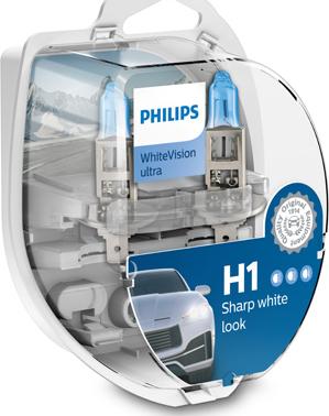 PHILIPS 12258WVUSM - Лампа галогенная H1 12В 60/55Вт P43t White Vision ultra +Вт 5Вт 2шт. Philips autosila-amz.com