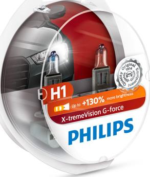 PHILIPS 12258XVGS2 - Лампа галог. H1 12V 55W P14.5s X-TREME VISION G-fors+130% 3500 К коробка 2 шт. PHILIPS 12258XVGS2 autosila-amz.com