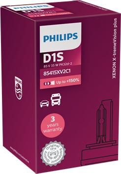 PHILIPS 85415XV2C1 - Philips Ксеноновая Автолампа D1S 35W +150% X-tremeVision 1шт+ QR код подлинности autosila-amz.com