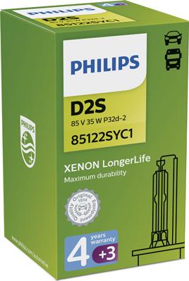 PHILIPS 85122SYC1 - Лампа газоразрядная D2S 85V 35W D2S Xenon Longerlife 1шт autosila-amz.com