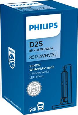 PHILIPS 85122WHV2C1 - Philips Ксеноновая Автолампа D2S 35W +120% Xenon WhiteVision 1шт+ QR код подлинности autosila-amz.com