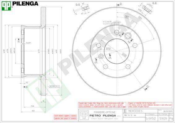 Pilenga 5909 - Тормозной диск autosila-amz.com