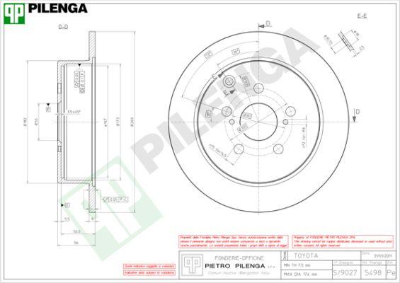 Pilenga 5498 - Тормозной диск autosila-amz.com
