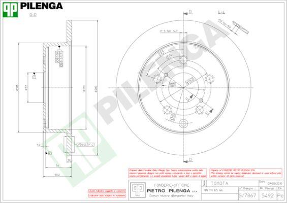 Pilenga 5492 - Тормозной диск autosila-amz.com