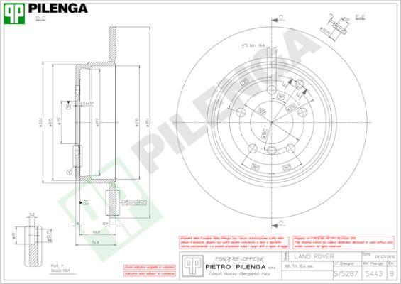 Pilenga 5443 - Тормозной диск autosila-amz.com