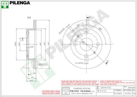 Pilenga 5459 - Тормозной диск autosila-amz.com