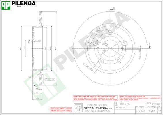 Pilenga 5484 - Тормозной диск autosila-amz.com