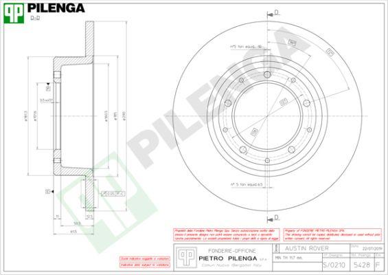 Pilenga 5428 - Тормозной диск autosila-amz.com