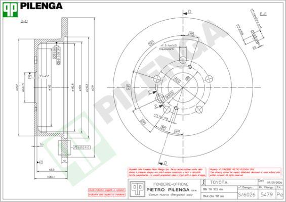 Pilenga 5479 - Тормозной диск autosila-amz.com