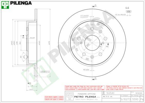 Pilenga 5590 - Тормозной диск autosila-amz.com