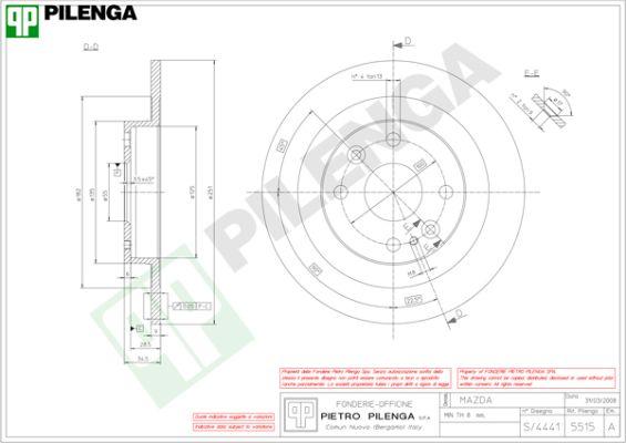 Pilenga 5515 - Тормозной диск autosila-amz.com