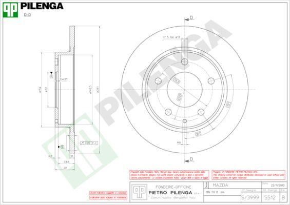 Pilenga 5512 - Тормозной диск autosila-amz.com