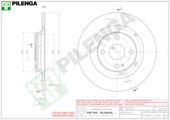 Pilenga 5521 - Тормозной диск autosila-amz.com