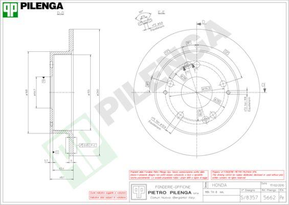 Pilenga 5662 - Тормозной диск autosila-amz.com