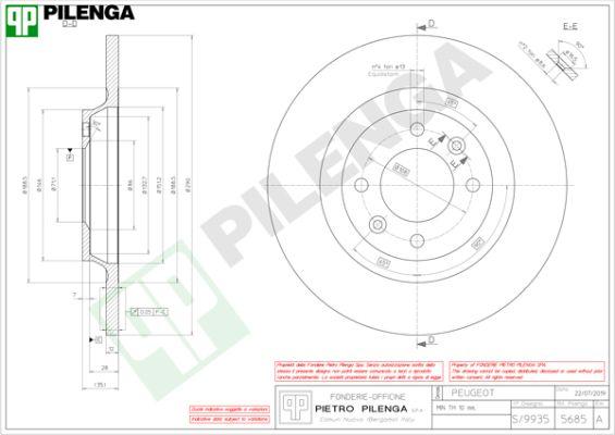 Pilenga 5685 - Тормозной диск autosila-amz.com