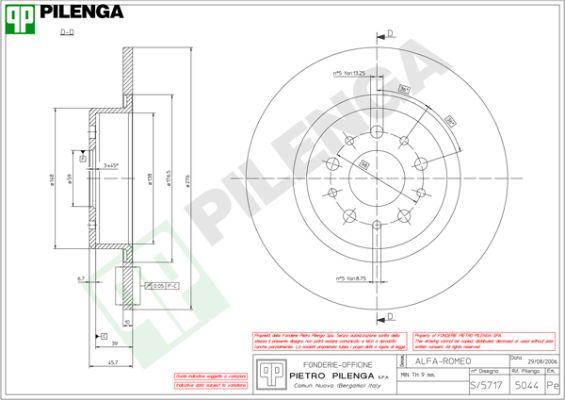 Pilenga 5044 - Тормозной диск autosila-amz.com