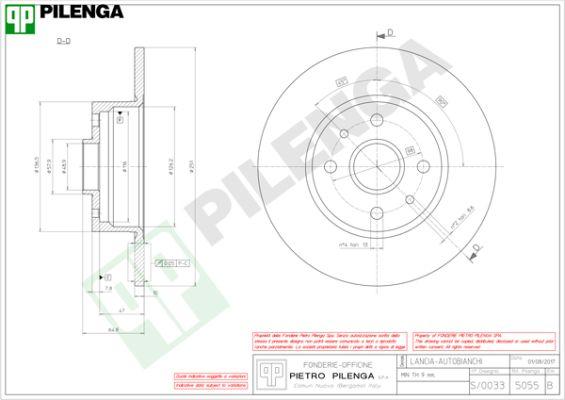 Pilenga 5055 - Тормозной диск autosila-amz.com