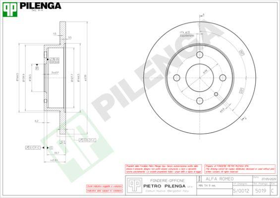 Pilenga 5019 - Тормозной диск autosila-amz.com