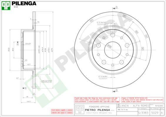 Pilenga 5029 - Тормозной диск autosila-amz.com