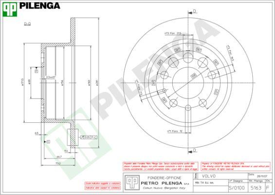 Pilenga 5163 - Тормозной диск autosila-amz.com