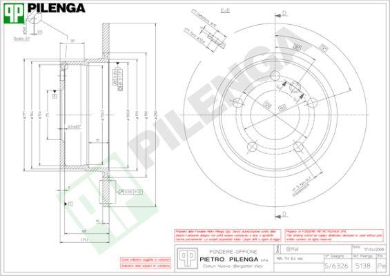 Pilenga 5138 - Тормозной диск autosila-amz.com