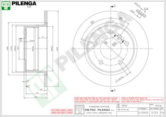 Pilenga 5133 - Тормозной диск autosila-amz.com