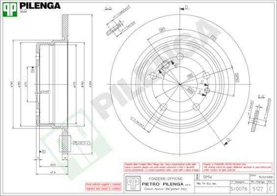 Pilenga 5127 - Тормозной диск autosila-amz.com