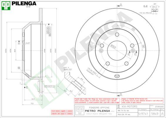 Pilenga 5849 - Тормозной диск autosila-amz.com