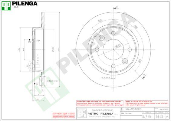 Pilenga 5845 - Тормозной диск autosila-amz.com