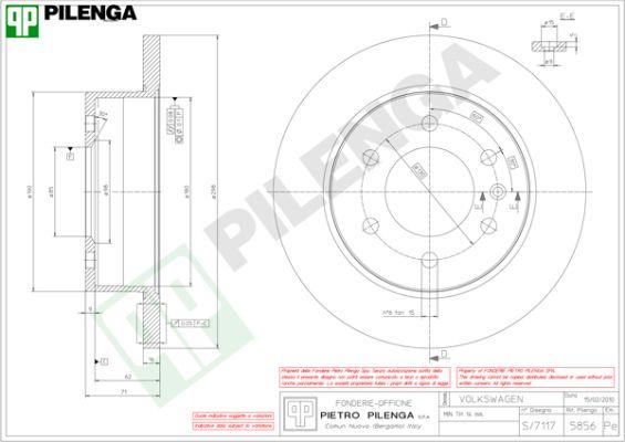 Pilenga 5856 - Тормозной диск autosila-amz.com