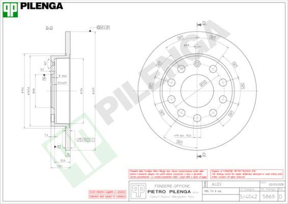 Pilenga 5869 - Тормозной диск autosila-amz.com