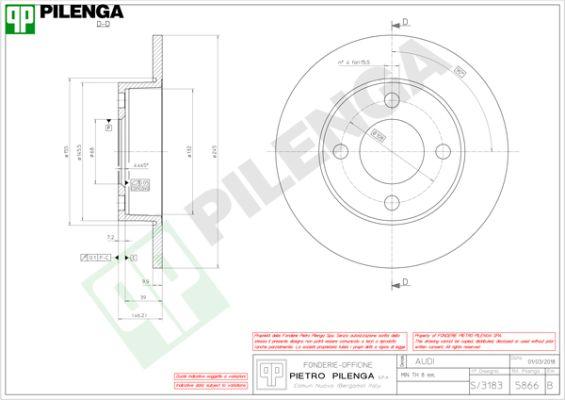 Pilenga 5866 - Тормозной диск autosila-amz.com