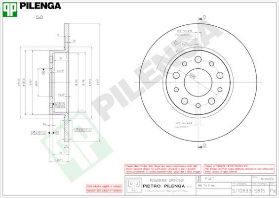 Pilenga 5815 - Тормозной диск autosila-amz.com