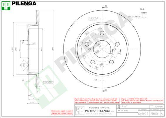 Pilenga 5813 - Тормозной диск autosila-amz.com