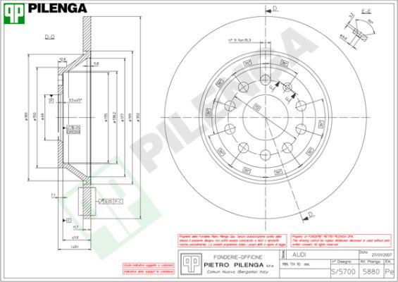 Pilenga 5880 - Тормозной диск autosila-amz.com