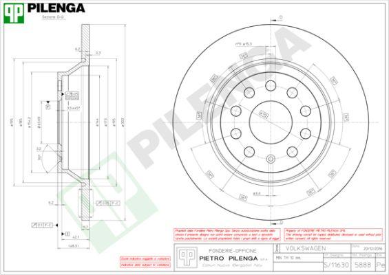 Pilenga 5888 - Тормозной диск autosila-amz.com