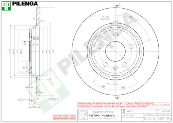 Pilenga 5887 - Тормозной диск autosila-amz.com