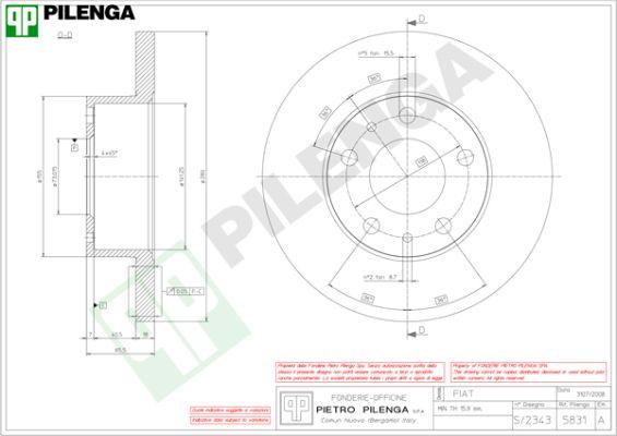 Pilenga 5831 - Тормозной диск autosila-amz.com